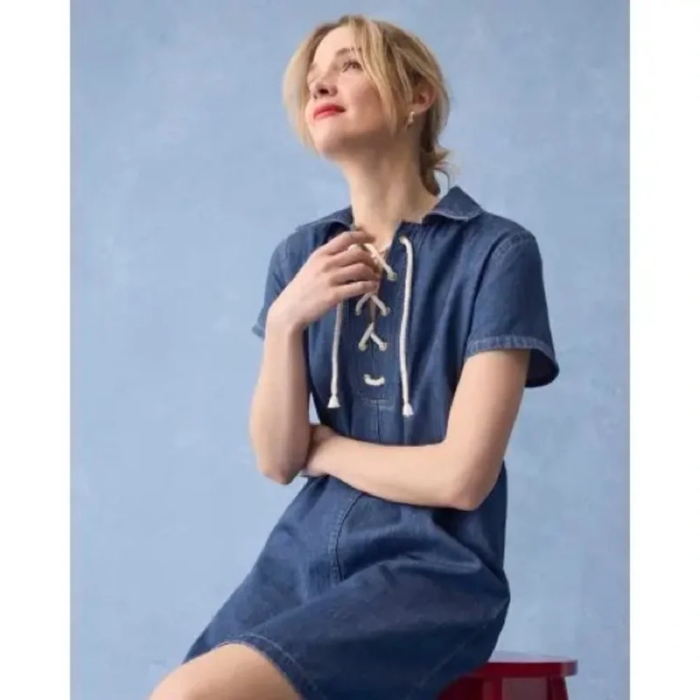 J. CREW | Denim Lace-Up Dress
